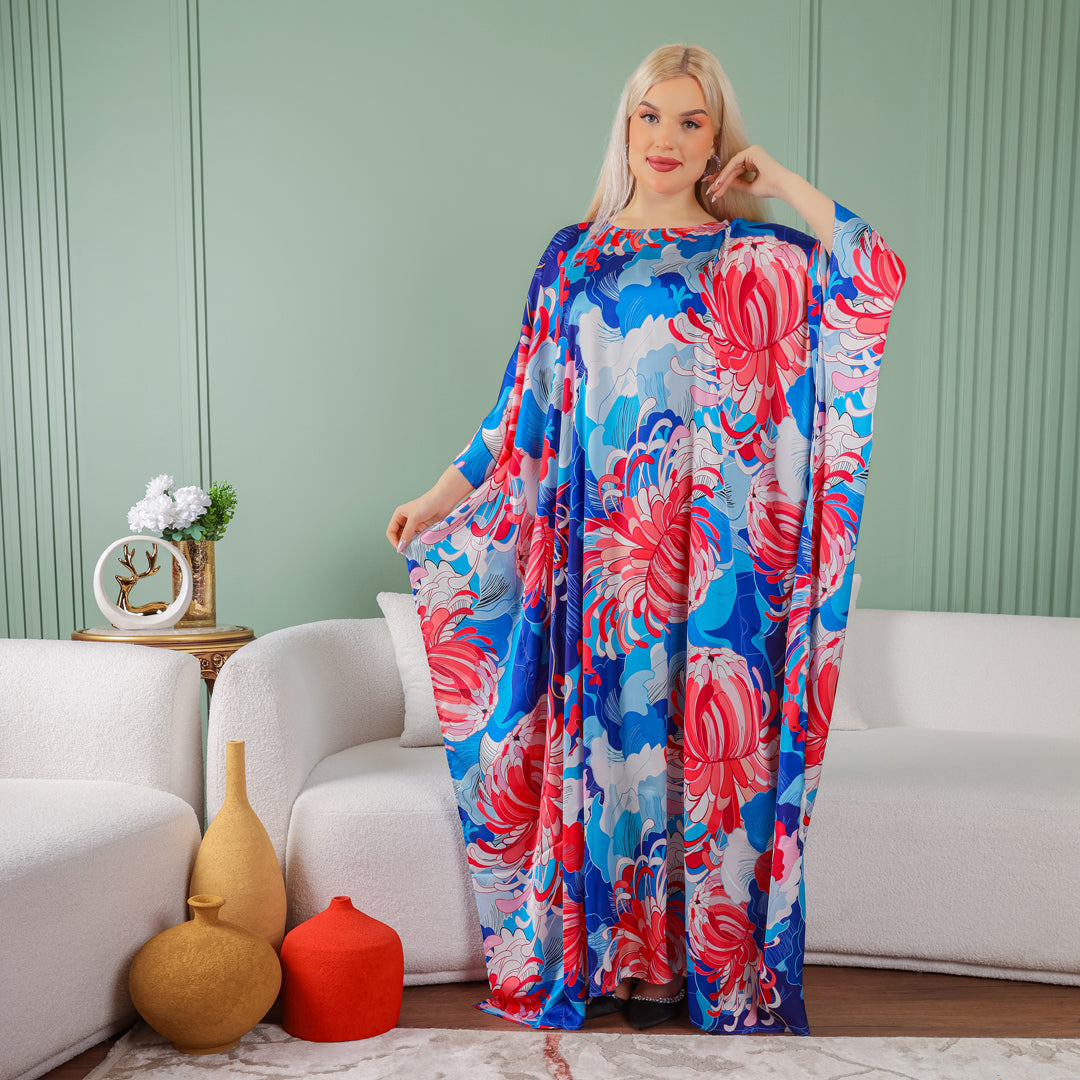 Dubai Silky Satin Jalabiya - Printed