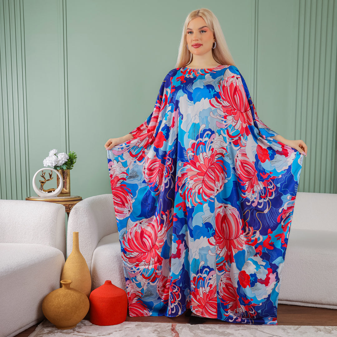 Dubai Silky Satin Jalabiya - Printed