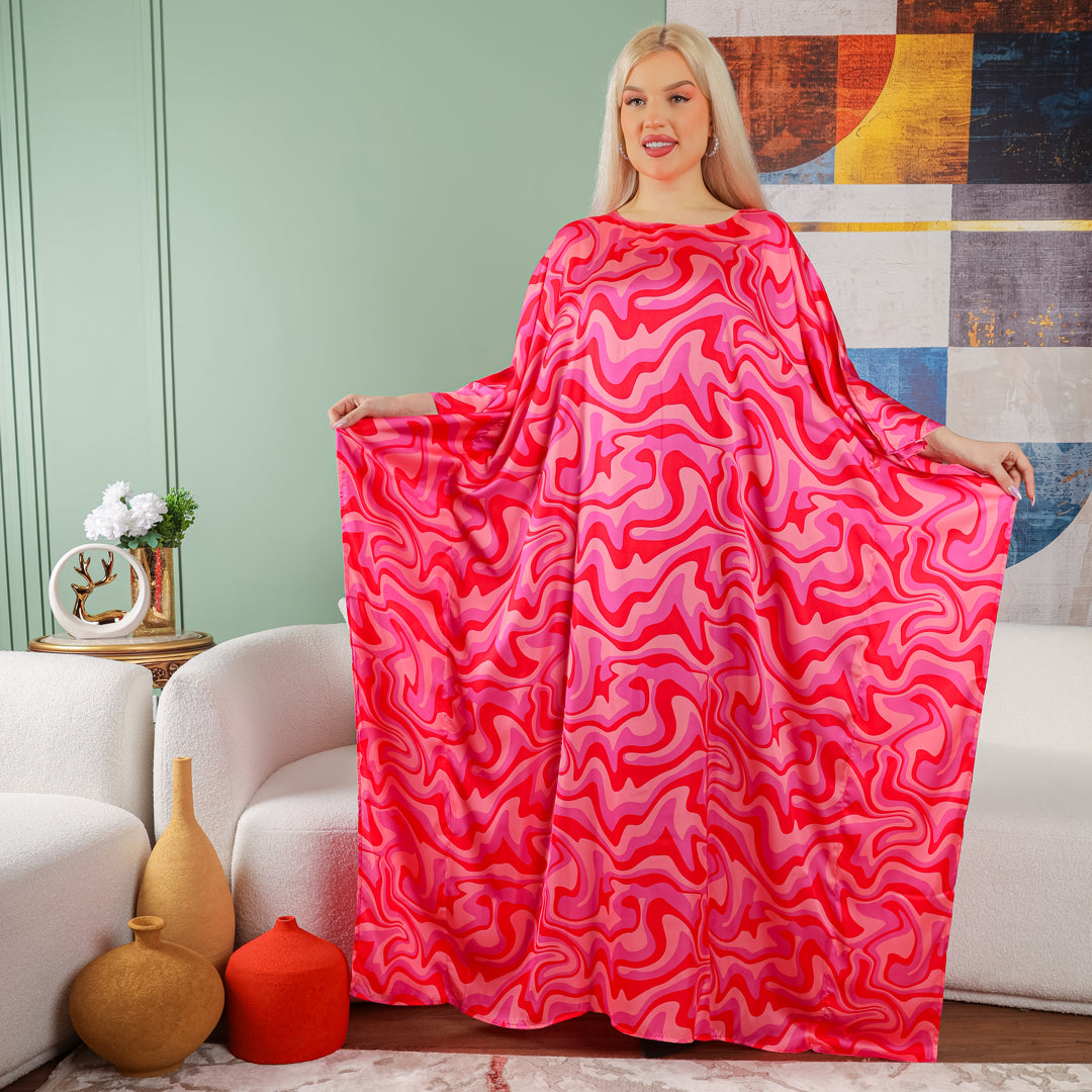 Dubai Silky Satin Jalabiya - Printed