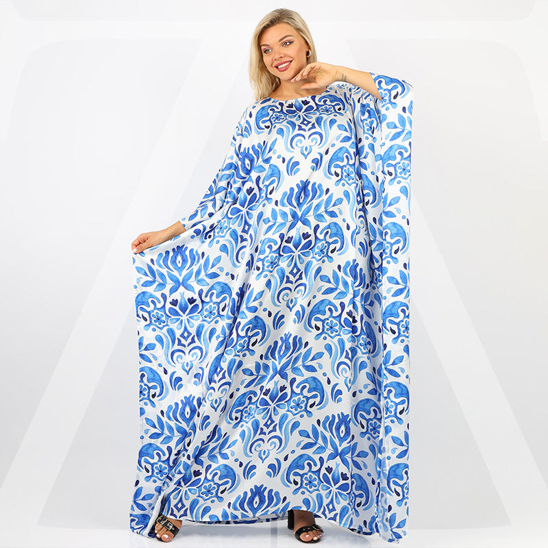 Dubai Silky Satin Jalabiya - Printed