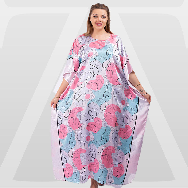 Dubai Silky Satin Jalabiya - Printed