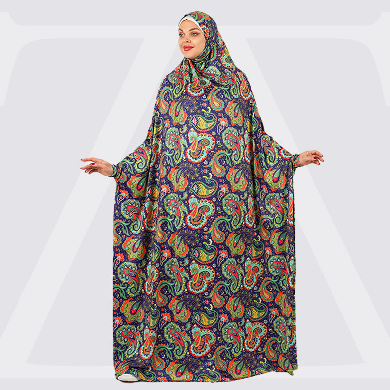 ثوب صلاة چيرسيه كويتي- مطبوع عملي مع غطاء الرأس