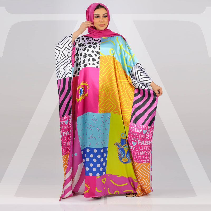 Dubai Silky Satin Jalabiya - Printed