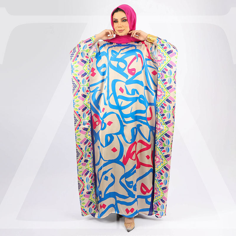 Dubai Silky Satin Jalabiya - Printed