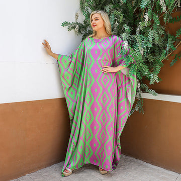Dubai Silky Satin Jalabiya - Printed
